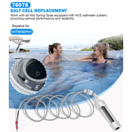 Bonbo 76078 Scepter Salt Cell Replacement Compatible with Hot Spring ACE® Systems Spas and Hot Tub, 25% Larger Electrode Plates, Plug-and-Play Install