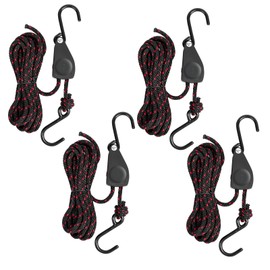 4 Pcs Kayak Rope Tie Downs Straps, 1/4" x 12Ft Adjustable Tie Down Straps Canoe Bow and Stern Tie Down Strap,Heavy Duty Tie Downs Rope Hanger Kayak Accessories(1/4" x12ftx4pcs)