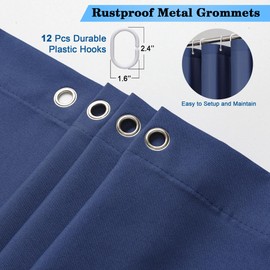 OVZME Zora 84 Inch Shower Curtain Set with 12 Plastic Hooks, Plain Fabric Shower Curtain for Bathroom - Extra Long Shower Curtain, Water Resistance, Machine Washable Soft Cloth, 72WX84L, Dusty Blue