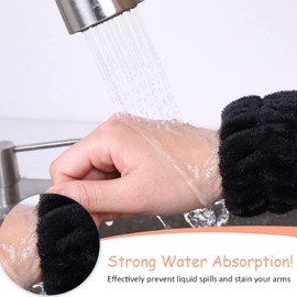 4 Pairs Wrist Spa Wash Bands, Microfiber Towel Band, Wristband, Hair Scrunchies for Washing, Absorbent Wrist Sweatband for Women, Prevent Spills, Black Color, Versatile Style)