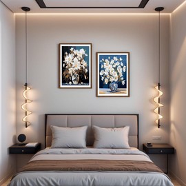 ASTRULUME 2 Pack Paint by Numbers Kit for Adults Beginners, 12x16 Inch Canvas for Painting Crafts for Adults for Home Decor Gift-Graceful White Flower Bouquets in Vases