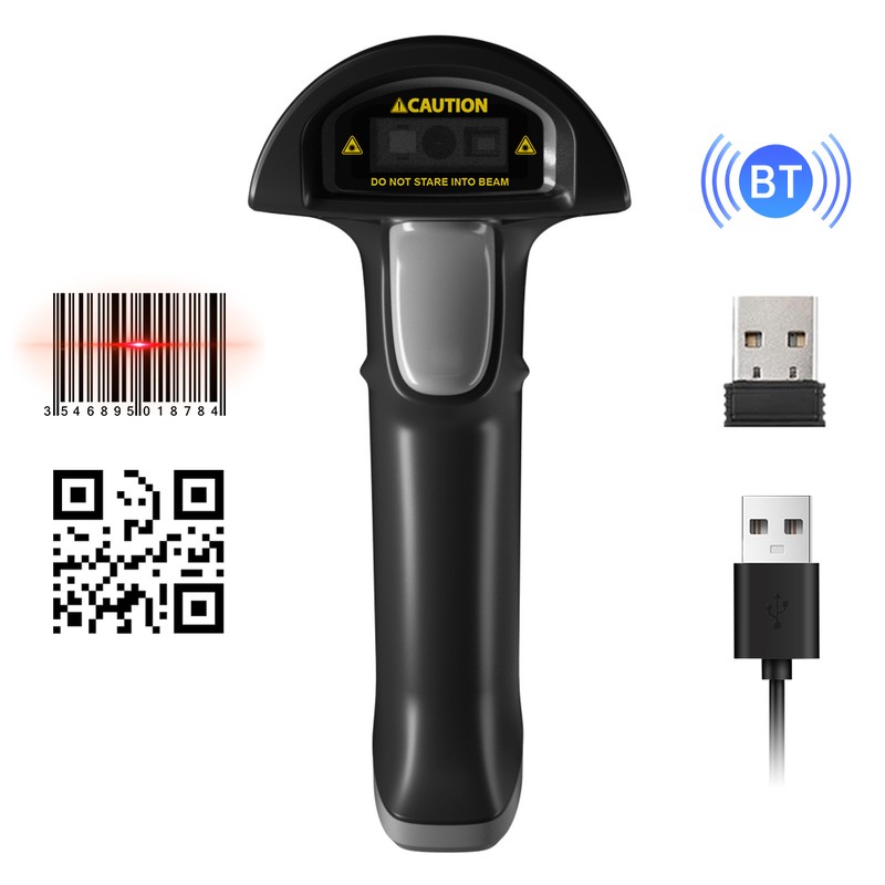 Wireless 2D 1D Barcode Scanner BT+2.4G+USB Wired Connection High Speed