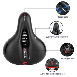 AUTOWT Comfort Asiento de Bicicleta, Reemplazo Sillín Bicicleta Acolchado Suave Espuma Memoria Alta Densidad Doble Amortiguación Goma Suspensión Ajuste Universal para Bicicletas para Mujer Hombre