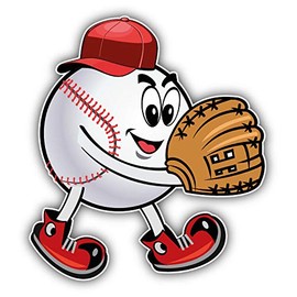 JJH Inc Cartoon Baseball Pitcher Ball Face Vinyl Decal Sticker Waterproof Car Decal Bumper Sticker 5"