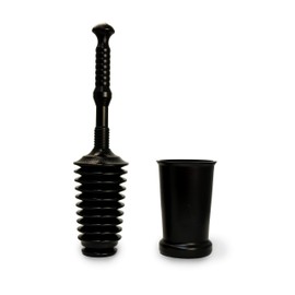 Master Plunger MP500-3TB Heavy Duty Bathroom Toilet Plunger Kit with Tall Bucket. Equipped with Air Release Valve, Black