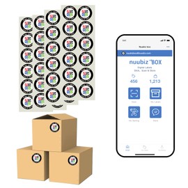 Nuubiz QR Code Smart Labels for Storage Bins & Boxes – 48 Colorful Tags(4 Sheets: Round) - No App, No Fees - QR Code Stickers for Easy Organization, Moving, Packing & Inventory