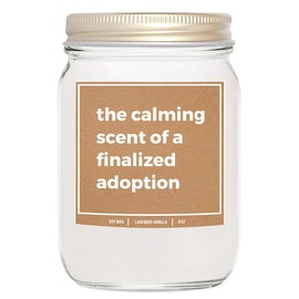 YouNique Designs Adoption Day Candle 8oz - Adoption Day Candles, Adoption Gifts for Adoptive Parents, Adoption Finalization, Adoption Gifts for Family, Non Toxic Candles 479 (Mahogany Teakwood)