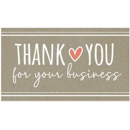 Kraft Look Thank You for Your Business Cards / 100 Rustic Style Business Cards / 3.5" x 2" Sized Crafter & Maker Thank You Flat Cards