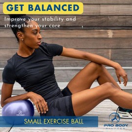 ProBody Pilates Ball 9 Inch - Small Exercise Ball for Between Knees or Barre, Core, Ab Workouts, Yoga, & Physical Therapy, Stability Ball (Indigo)