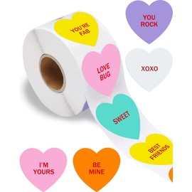 500 PCS Heart Stickers for Kids, Valentines Day Stickers Love Decorations Accessories Valentine Crafts Labels for Conversation Hearts Valentines Candy Classrooms Cards Envelopes Boxes