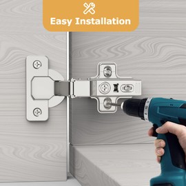 Furniware 2 pcs Soft Close Cabinet Hinge,110 Degree Inset Kitchen Door Hinge,35mm Concealed Kitchen Cabinet Hinges Cabinet Door Plate with Screws