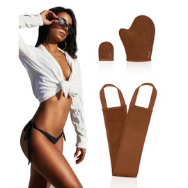 3 PCS Self Tanning Mitt Applicator, Self Tanner Mitt Applicator kit, Self Tanning Mit With Thumb And Back Lotion Applicators for Back, Ultra Soft Tanning Glove For Self Tan Mitt Applicator (Brown)