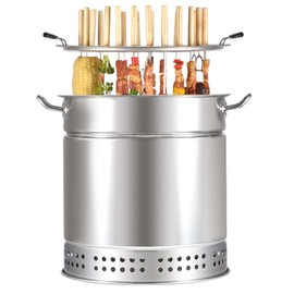 Portable Vertical Charcoal Smoker Grill Barrel Grill with 28 Skewers, Outdoor Indoor Camping Smokeless Charcoal Barbecue Grill Bbq,L