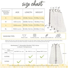 Burt's Bees Baby Beekeeper Wearable Blanket, Organic Cotton Swaddle 0.5 or 1.5 TOG, Newborn Essentials Shower Gift