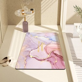 [1+1] Easy-to-clean marble pattern diatomaceous earth floor mat, 4 colors, blue + navy / [1+1] 간편세척 대리석패턴 규조토 발매트 컬러4종, 블루+네이비