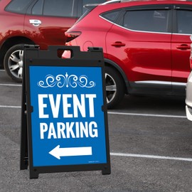 Event Parking With Left Arrow Sidewalk Sign Kit, 18x24 Inches, With A Frame Stand, Made in USA