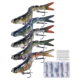 Goture Joint Lure Slow Sinking 5-Piece Set 11g True-to-Life 8-Joint Design Sea Fishing River Fishing Bass Fishing with Triple Hooks 20 Snaps Included Suitable for Rockfish Blackfish Sea Bass Trout