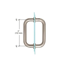C.R. Laurence CRL Brushed Nickel 6" BM Series Tubular Back-to-Back Pull Handle BM6X6BN