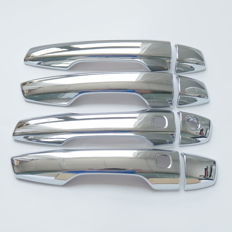 CYAuto Carbon Fiber Chrome Exterior Door Handle Cover Trims for