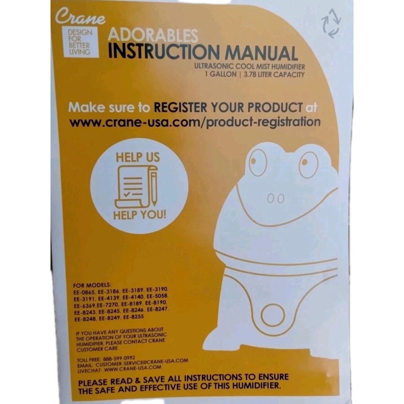 Crane Humidifier 1 Gallon Ultrasonic Cool Mist Humidifiers Owl