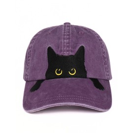 InnoBeta Black Cat Lovers Gifts for Women, Men, Adjustable Embroidered Hat for Birthday, Christmas - Purple
