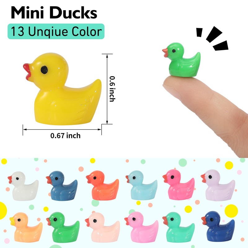 Rachan130 Pcs Mini Ducks Bulk Resin Duck Figurines for Miniature