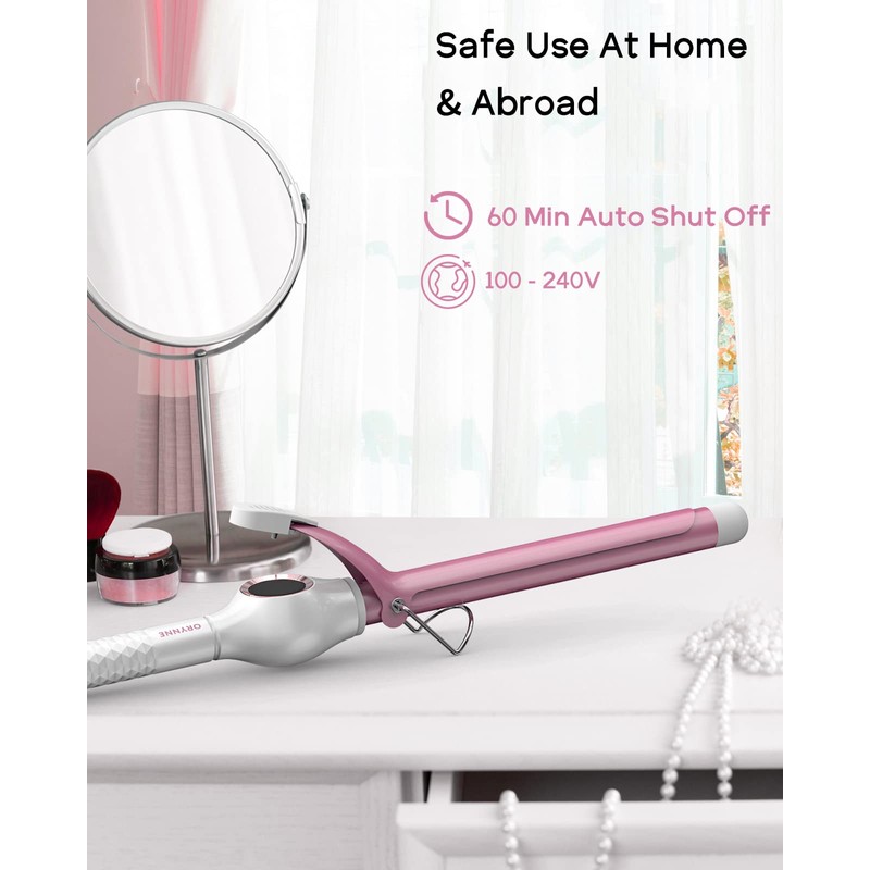 ORYNNE Ceramic Curling Iron, 3/4 Inch Barrel, Digital Temp Control,