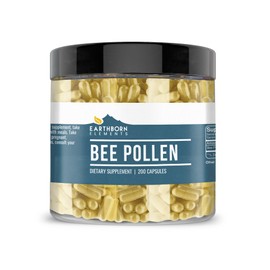 Earthborn Elements Bee Pollen 200 Capsules, Pure & Undiluted, No Additives