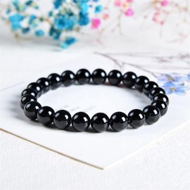 LinnWell Black Onyx Beaded Bracelet,Natural stone, black onyx bracelet for men and women, amulet bracelet, healing bracelets,gift (8mm)