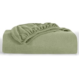Oxford Homeware King Size Fitted Sheets – 30 Cm Deep Pocket Jersey Fitted Sheet Olive Green, 100% Organic Cotton Soft Breathable Easy Care Bed Sheets – Shrinkage and Fade Resistance