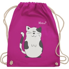 Shirtracer - Gym Bag Backpack - Animal Motif Animal Print - Funny Cat, 01 Fuchsia