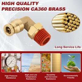 Boeray 1/4" Quick Push to Connect Fittings Brass 90 Degree Union Swivel Elbow Joint DOT Approved 1/4" Tube OD x 1/4" NPT Thread Air Brake Line Adapter Air Suspension Kit for Car Truck Trailers 2pcs