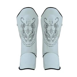 Playwell Matte White "Twin Tiger" Muay Thai Shin Guards - Pair (Medium)