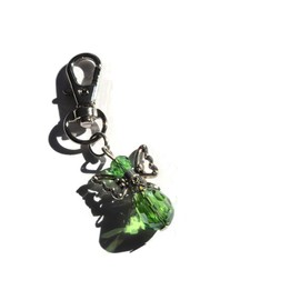 Crystal ANGEL (green) charm bag clip remembrance themed gift, guardian angel present, in memory angels gift favors, lover Xmas stocking filler