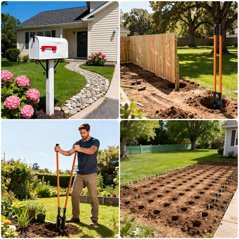 Nohovu Post Hole Digger, Heavy Duty with Fiberglass Handle, Carbon