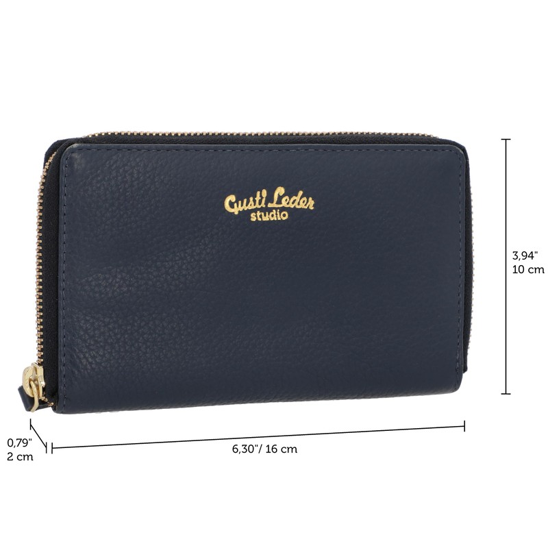 Gusti Cornelio Women's Leather Wallet Blue Leather, blue, Classic