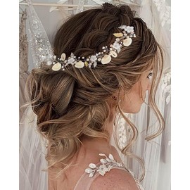 Edary Bridal Wedding Hair Vine Purple Rhinestone Bridal Hairpiece Crystal Hair Accessories Wedding Leaf Headband for Women and Girls