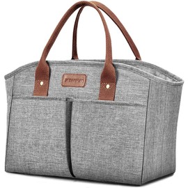 Lunch Box for Women Insulated Thermal Lunch Tote Bag Durable Large Lunch Bags Container Drinks Holder for Adults Men Work Picnic Beach Park, Grey
