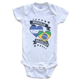 Really Awesome Shirts Honduran Brazilian Heart Flags Honduras Brazil Baby Bodysuit, 12 Months White