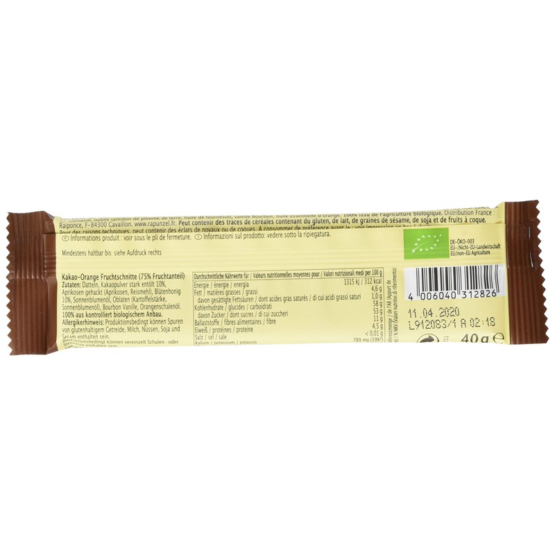 Rapunzel Fruit Cuts Cocoa Orange, Pack of 10 (10 x