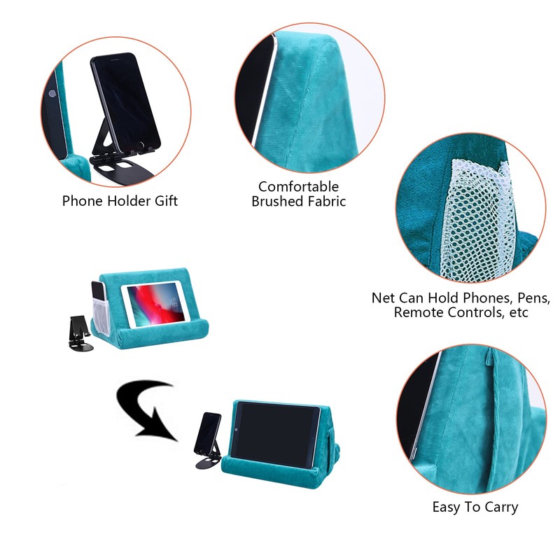 2pcs Multi-Angle Tablet Holder Cushion Stand with Net Pocket &