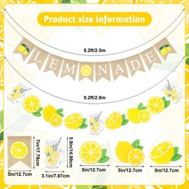 Newtay 104 Pcs Lemonade Stand Party Supplies 100 Lemon Party 9oz Paper Cups 2 Burlap Paper Lemonade Banner 2 Kids Apron with Pockets Adjustable Strap for Summer Lemon Stand Birthday Baby Shower Decor