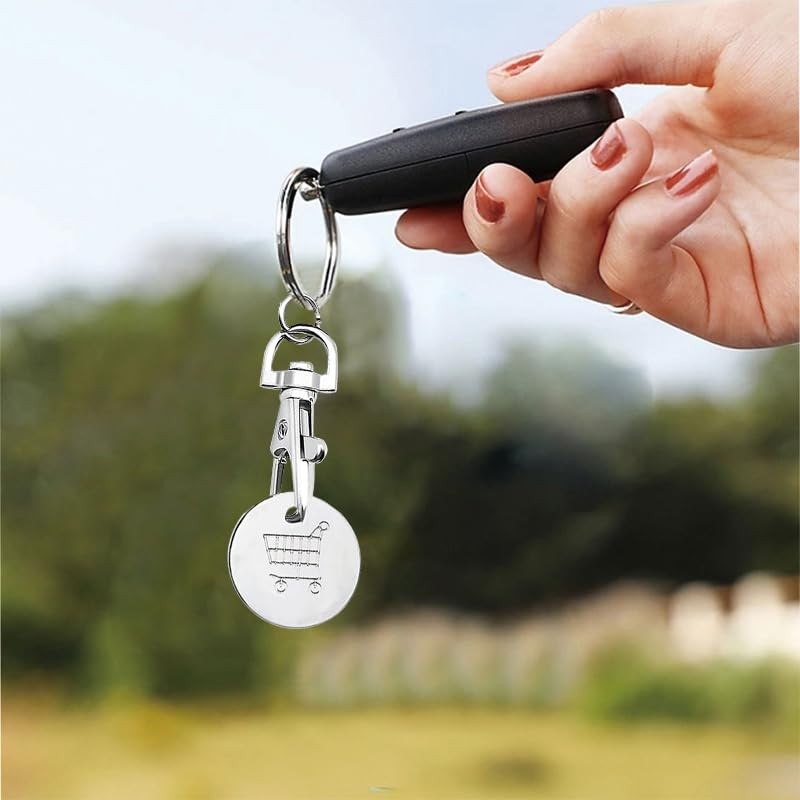 Uskerb 4-Pack Metal Shopping Cart Coin Keychains – Trolley Token