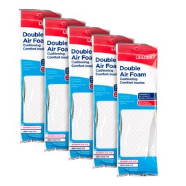 Leader Double Air Foam Cushioning Comfort Insoles, Unisex - Extra Thick Dual Layer, Keeps Feet Cool and Dry, Men Women, One Size Fits Most, 1 Pair - Pack of 5