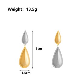 Chunky Gold Waterdrop Statement Earrings for Women Layered Patchwork Geometric Teardrop Dangle Earrings Minimalist Metal Drop Earrings Jewelry Gifts (Gold)