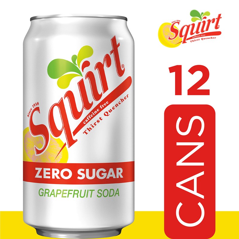 Squirt Zero Sugar Grapefruit Soda, 12 fl oz cans, 12