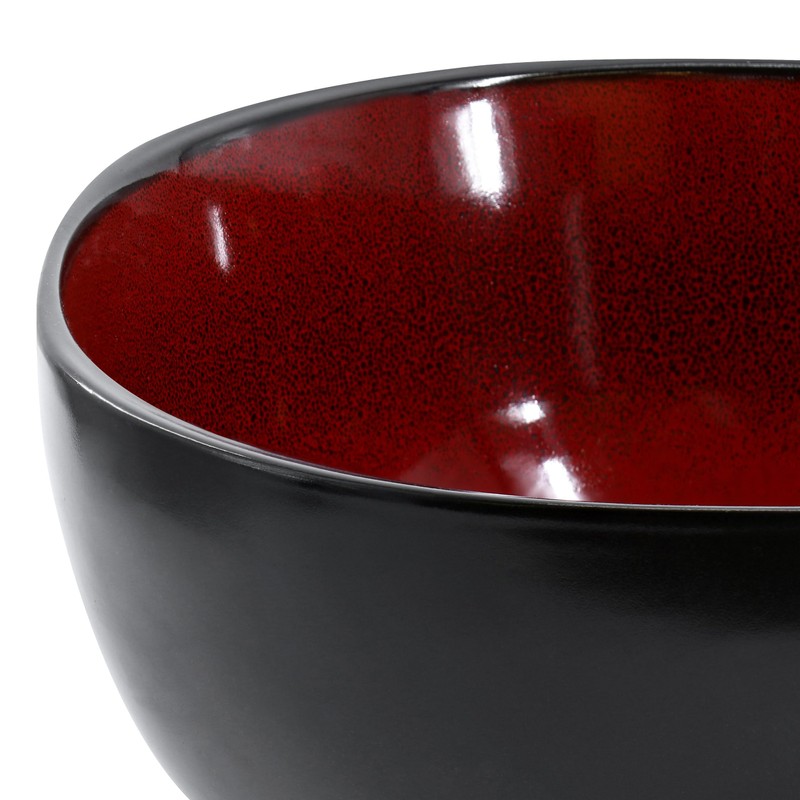 Gibson Home Urban Cafe Stoneware Serving Bowl, 10.3-inch Diameter, Red