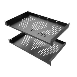 Beiyier 2PCS 1U Server Rack Shelf, Suitable for 19" Network Equipment Racks and Cabinets, Ventilated Cantilever Tray, Depth of 12 inches, Well-Ventilated (Black)