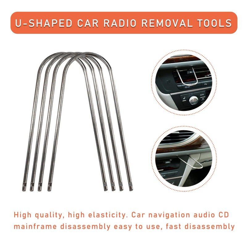 Dickno 4 PCS Car Radio Removal Pry Tool, U-Shaped Stainless