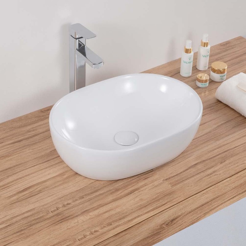 Ruvati White Ceramic Top Push Pop-up Drain for Bathroom Sinks